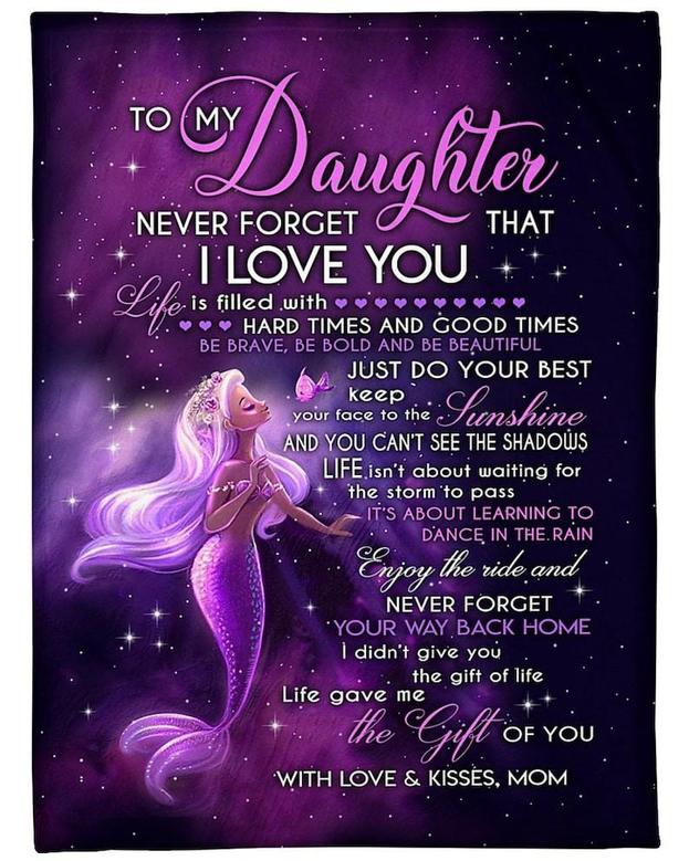 Personalized To My Daughter Love From Mom Mermaid| Fleece Sherpa Woven Blankets| Gifts For Daughter|Christmas Gifts