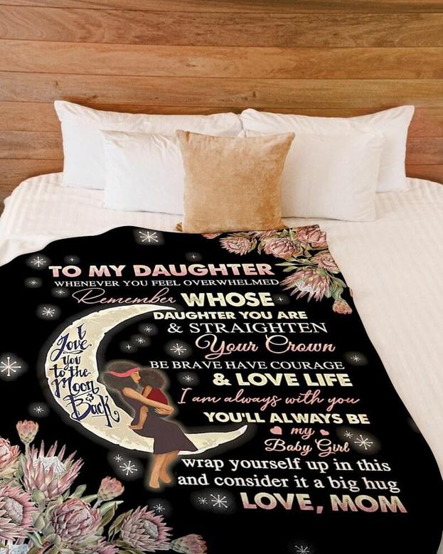 Personalized To My Daughter Love You To The Moon And Back From Mom| Fleece Sherpa Woven Blankets| Gifts For Daughter