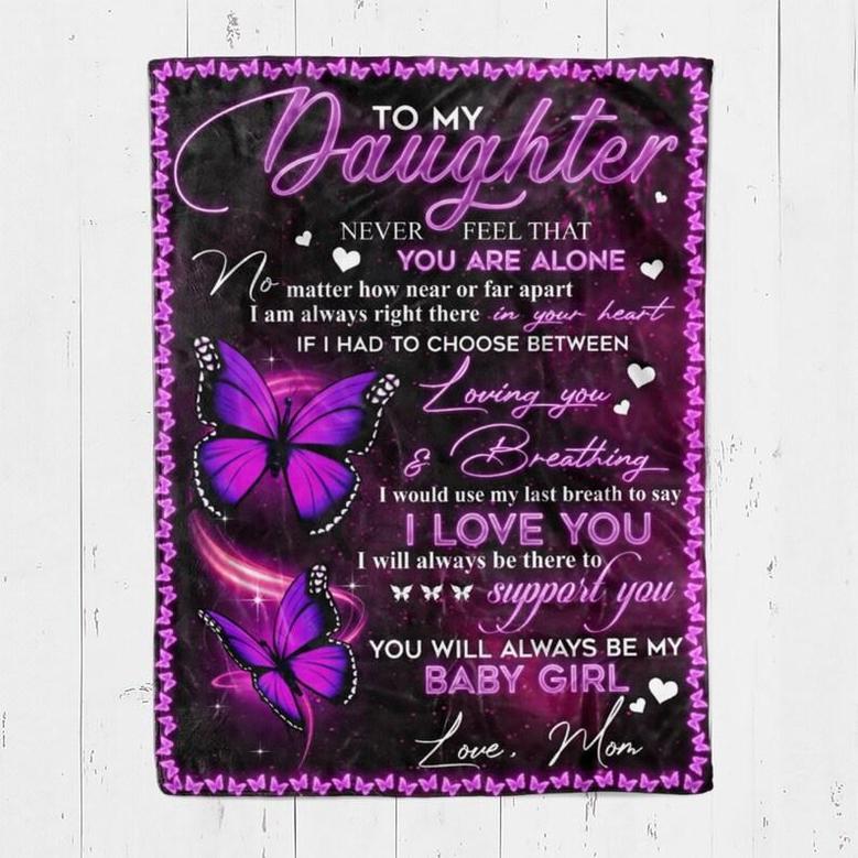 Personalized To My Daughter Love YouFrom Mom Butterfly Purple| Fleece Sherpa Woven Blankets| Gifts For Daughter
