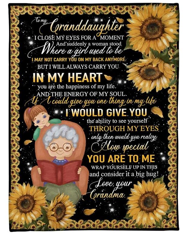 Personalized To My Granddaughter Love From Grandma Sunflower| Fleece Sherpa Woven Blankets| Gifts For Granddaughter