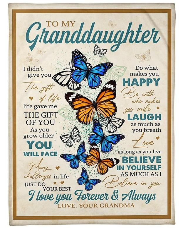 Personalized To My Granddaughter Love From Grandma Forever And Always| Fleece Sherpa Woven Blankets| Gifts For Granddaughter