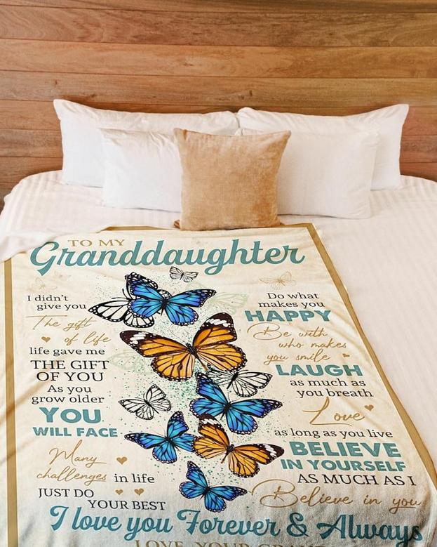 Personalized To My Granddaughter Love From Grandma Forever And Always| Fleece Sherpa Woven Blankets| Gifts For Granddaughter