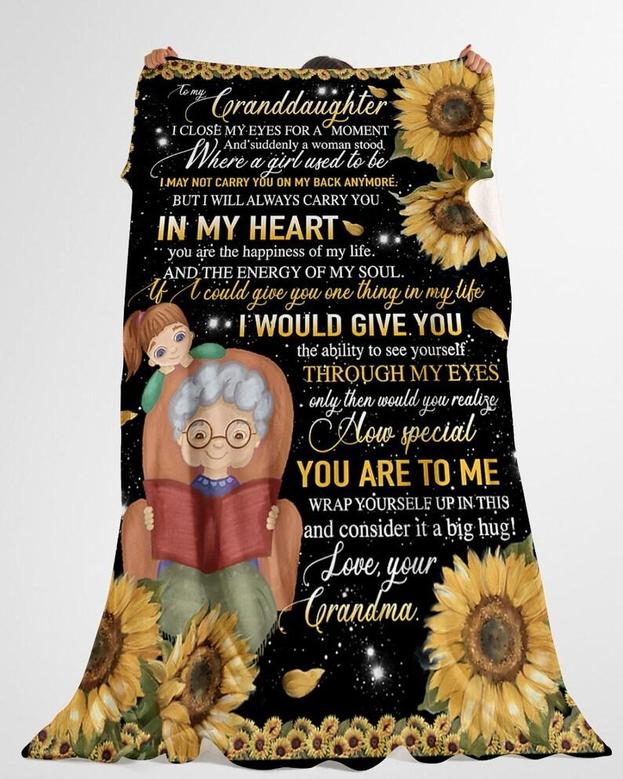Personalized To My Granddaughter Love From Grandma Sunflower| Fleece Sherpa Woven Blankets| Gifts For Granddaughter
