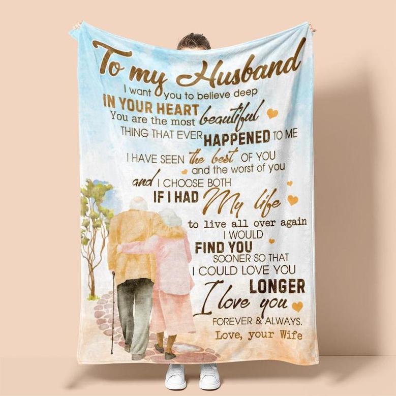 Personalized To My Husband I Love You| Fleece Sherpa Woven Blankets| Gifts For Husband, Gifts for Wife, Valentine's Day Gifts