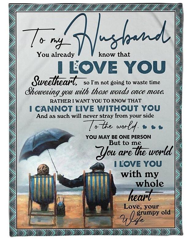 Personalized To My Husband I Love You With My Whole Heart| Fleece Sherpa Woven Blankets| Gifts For Husband