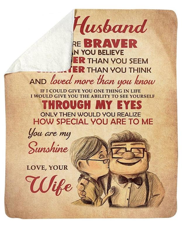 Personalized To My Husband You Are My Sunshine| Fleece Sherpa Woven Blankets| Gifts For Husband