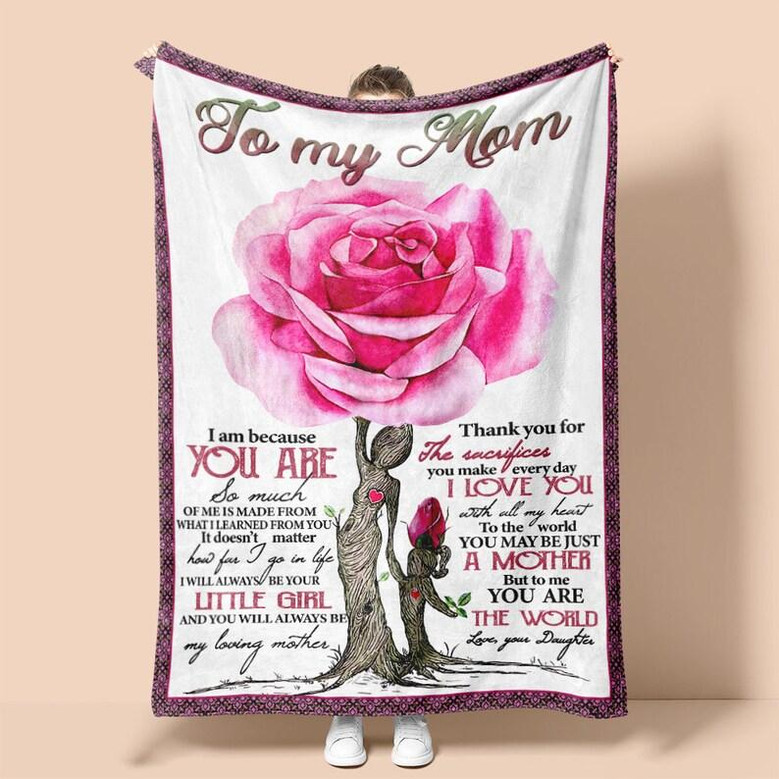 Personalized To My Loving Mom Rose | Fleece Sherpa Woven Blankets| Mothers Day Gifts 2021| Blanket for Mom| Gift for Mothers