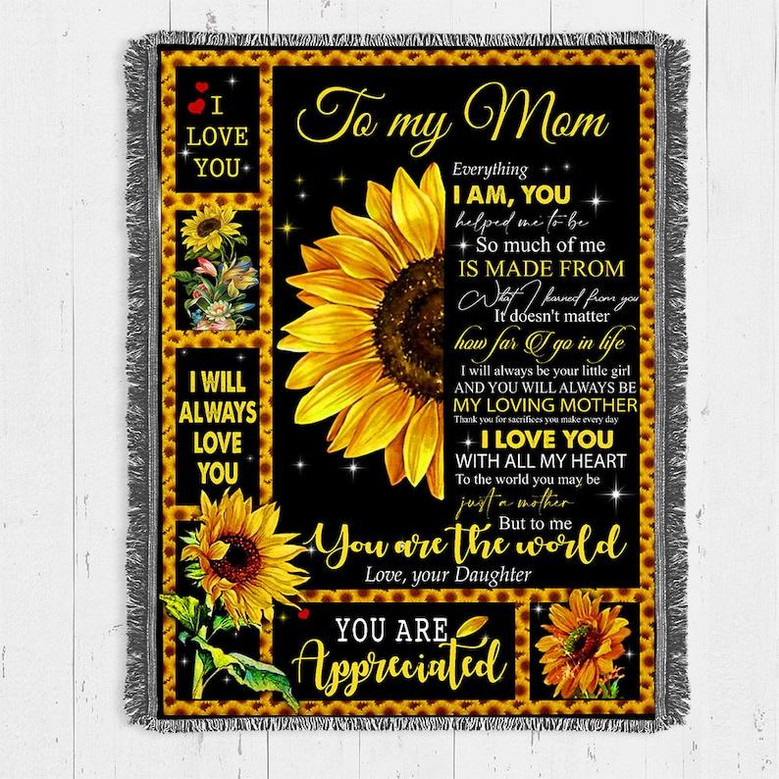 Personalized To My Mom Sunflower | Fleece Sherpa Woven Blankets | Mothers Day Gifts 2021 | Blanket for Mom | Gift for Mothers