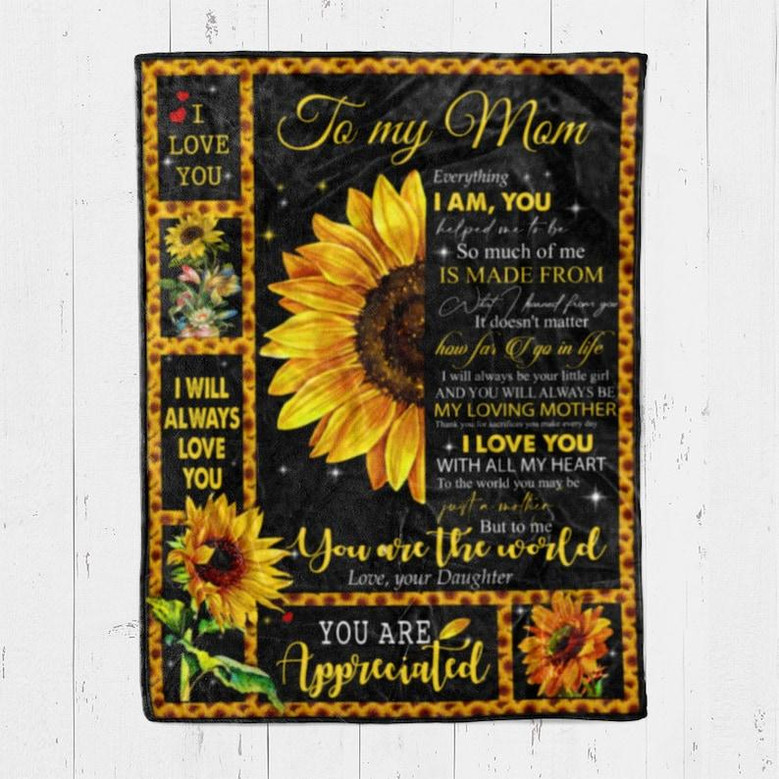 Personalized To My Mom Sunflower | Fleece Sherpa Woven Blankets | Mothers Day Gifts 2021 | Blanket for Mom | Gift for Mothers