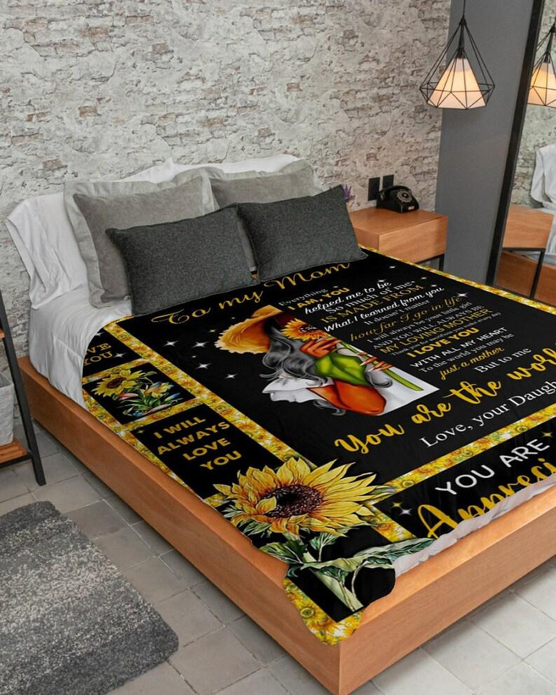 Personalized To My Mom You Are The World Sunflower| Fleece Sherpa Woven Blankets| Mothers Day Gifts 2021| Blanket for Mom| Gift for Mothers