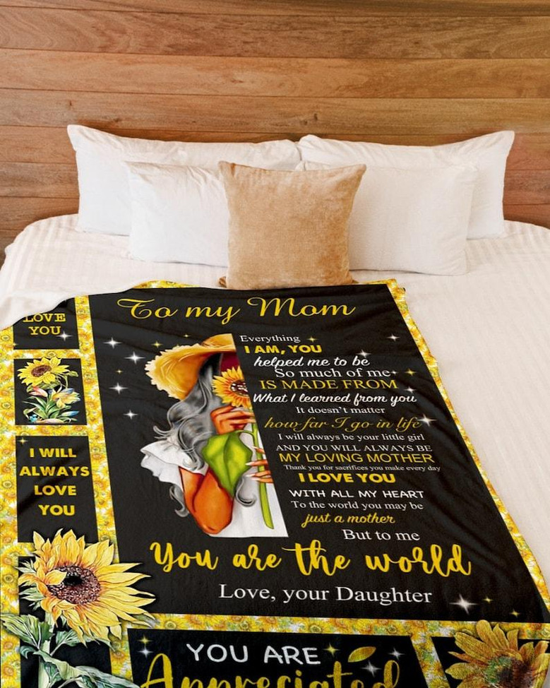 Personalized To My Mom You Are The World Sunflower| Fleece Sherpa Woven Blankets| Mothers Day Gifts 2021| Blanket for Mom| Gift for Mothers