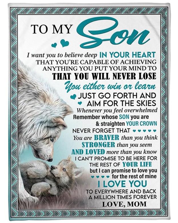 Personalized To My Son A Million Times ForeverI Love You| Fleece Sherpa Woven Blankets| Gifts For Son
