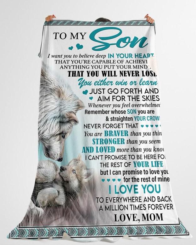 Personalized To My Son A Million Times ForeverI Love You| Fleece Sherpa Woven Blankets| Gifts For Son