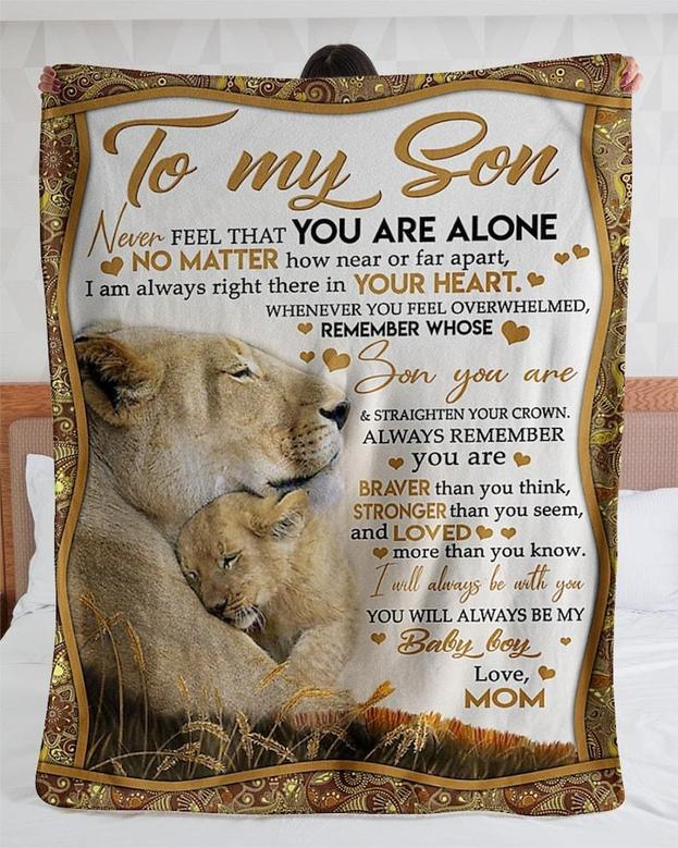Personalized To My Son I'll Always Be With You Love From Mom| Fleece Sherpa Woven Blankets| Gifts For Son|Christmas Gifts