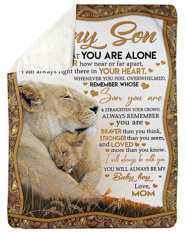 Personalized To My Son I'll Always Be With You Love From Mom| Fleece Sherpa Woven Blankets| Gifts For Son|Christmas Gifts