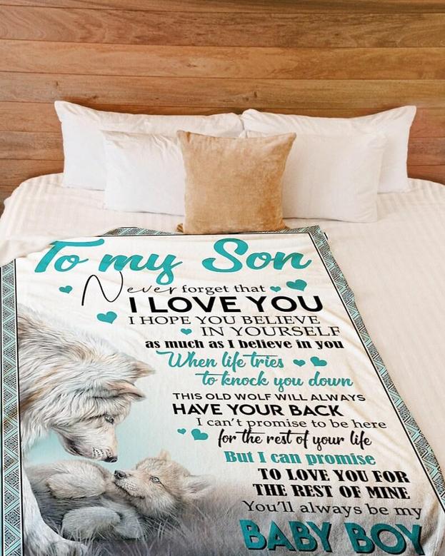 Personalized To My Son I'll Always Have Your Back Love From Mom| Fleece Sherpa Woven Blankets| Gifts For Son|Christmas Gifts