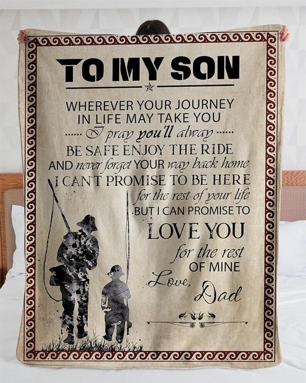 Personalized To My Son Love From Dad Fisherman| Fleece Sherpa Woven Blankets| Gifts For Son