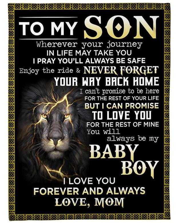 Personalized To My Son Love From Mom Forever And Always| Fleece Sherpa Woven Blankets| Gifts For Son|Christmas Gifts
