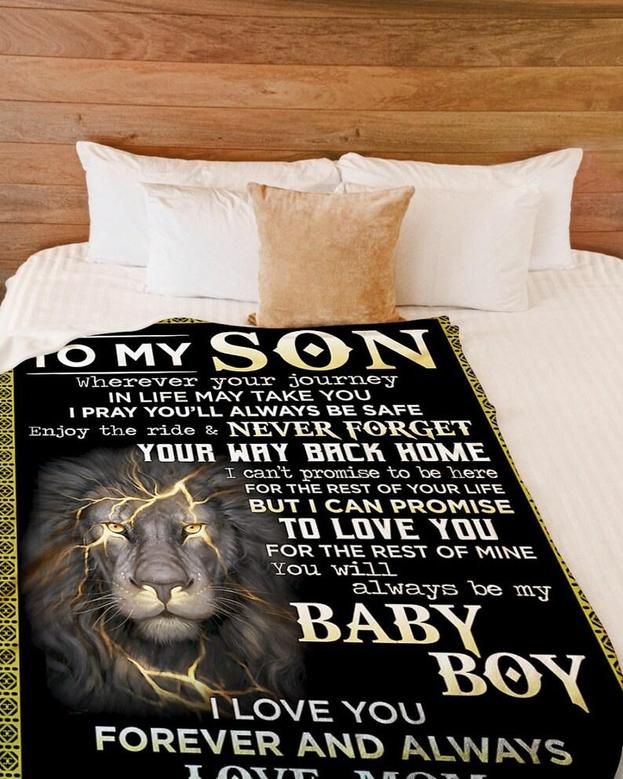 Personalized To My Son Love From Mom Forever And Always| Fleece Sherpa Woven Blankets| Gifts For Son|Christmas Gifts