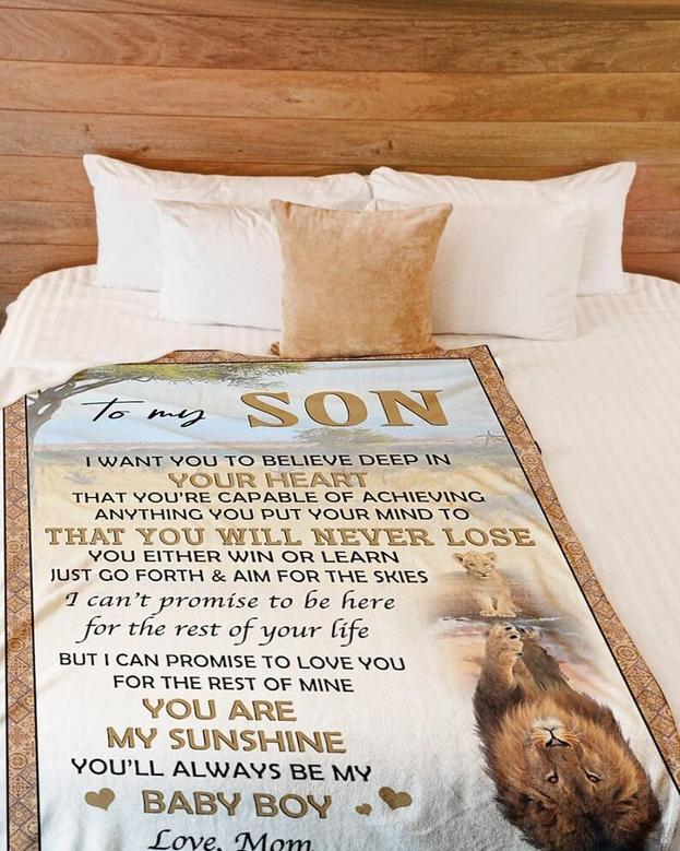 Personalized To My Son My Baby Boy| Fleece Sherpa Woven Blankets| Gifts For Son