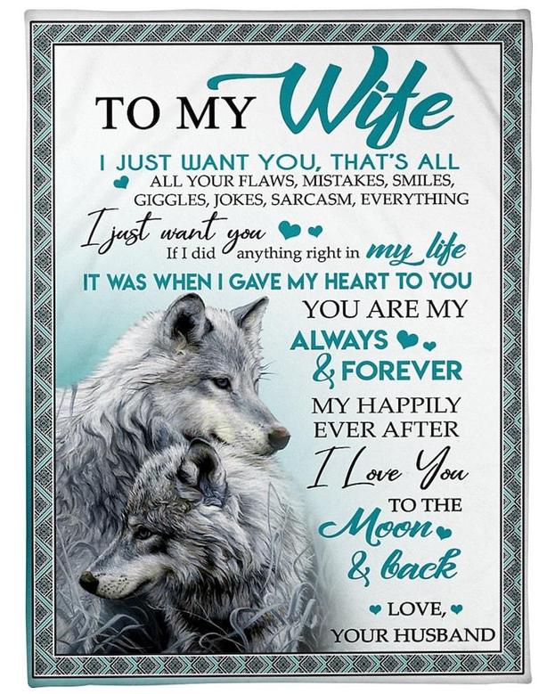Personalized To My Wife I Love You To The Moon And Back| Fleece Sherpa Woven Blankets| Gifts For Wife