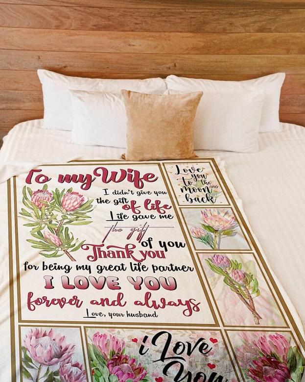 Personalized To My Wife Thank You For Being My Great Life Partner| Fleece Sherpa Woven Blankets| Gifts For Wife