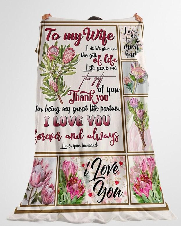 Personalized To My Wife Thank You For Being My Great Life Partner| Fleece Sherpa Woven Blankets| Gifts For Wife