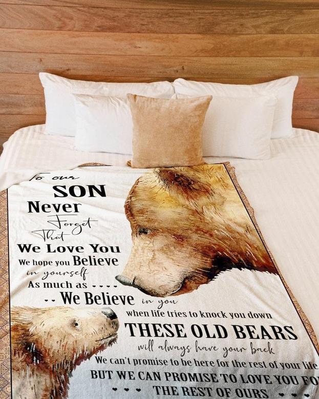 Personalized To Our Son We Love You| Fleece Sherpa Woven Blankets| Gifts For Son|Christmas Gifts