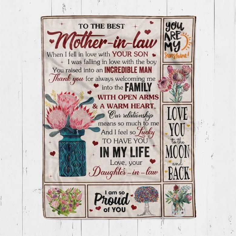 Personalized To The Best Mother In Law From Daughter In Law Blanket| Mothers Day Gifts 2021| Blanket for Mom| Gift for Mothers