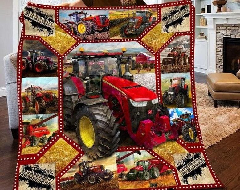 Red Tractor blanket, Farmer blanket, blanket for Grandson, tractor lovers, Christmas blanket, blanket for daddy, Grumpy Grandpa