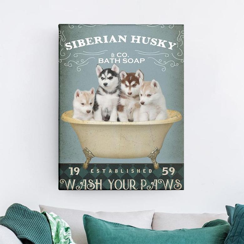 Robina Fancy Siberian Husky Dog Bath Soap Wash Your Paws Canvas