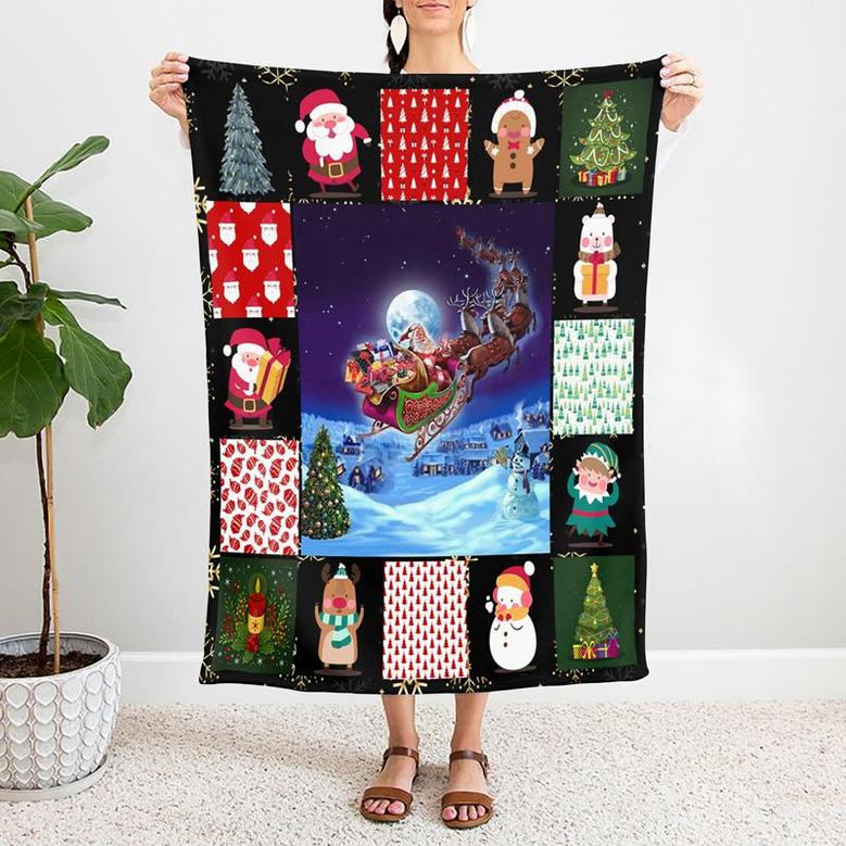 Santa Claus Is Coming To Town Christmas Night Blanket