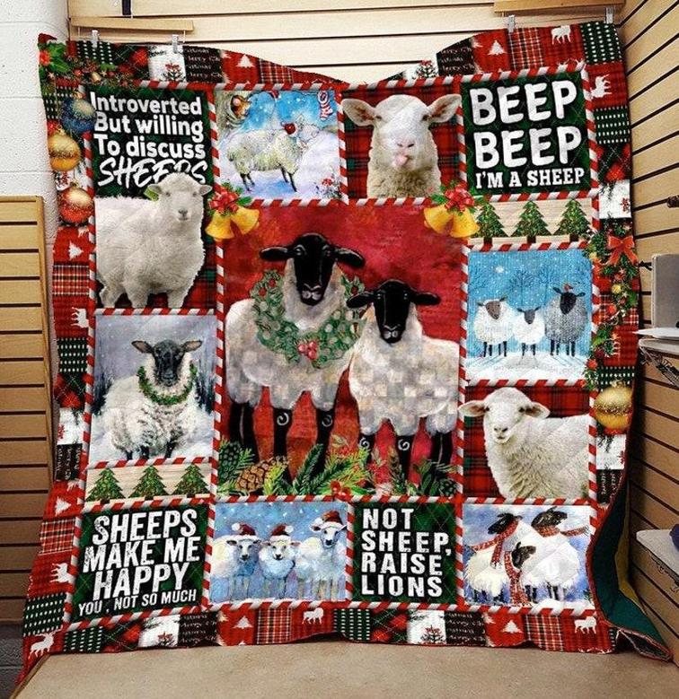 Sheep Christmas Blankets,Farmer Blankets, Christmas gift for family, Sheep makes me happy Mom and daughter, gift for her, Sheep Blankets