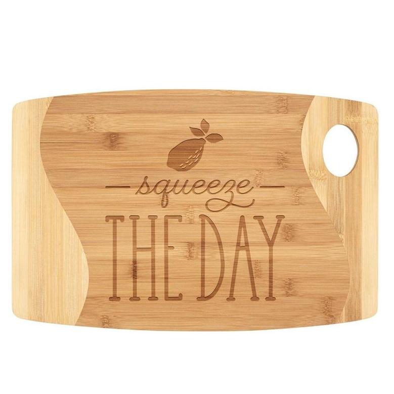 Squeeze the Day Organic Bamboo Cutting Board Cute Lemon Citrus Birthday Christmas Kitchen Decor Gift Idea for Women Mom Grandma Wife Aunt