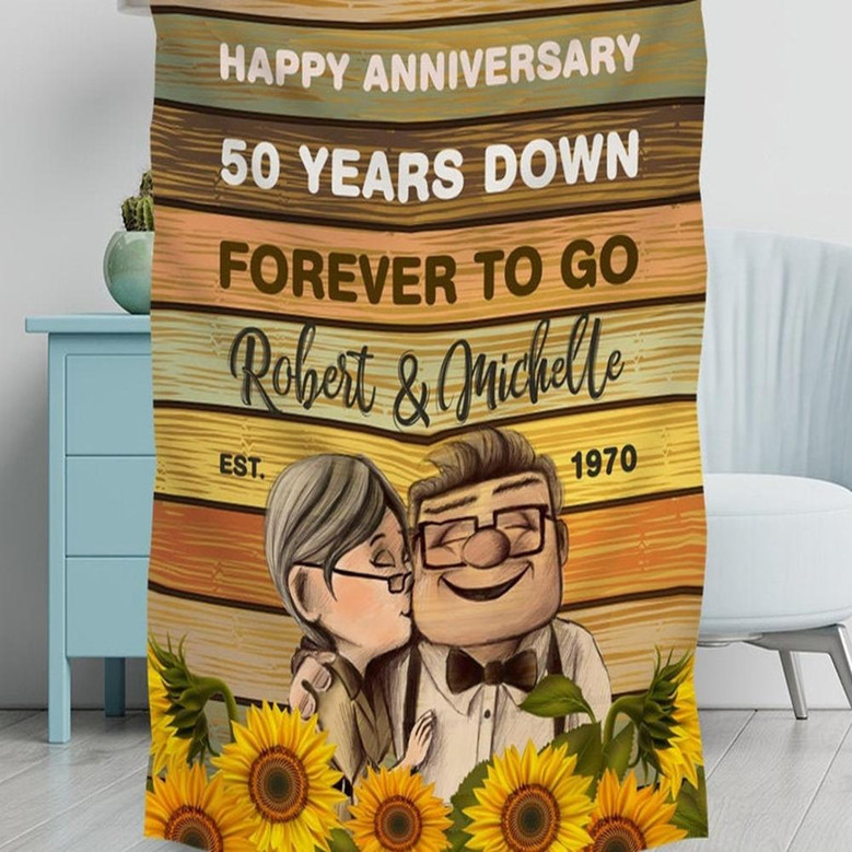 Sunflowers Anniversary Blanket, Personalized Blanket, Grandparent Gift, Parent Anniversary Blanket, Mr and Mrs Blanket, Blanket for Couple Sunflowers Anniversary Blanket, Personalized Blanket, Grandparent Gift, Parent Anniversary Blanket, Mr and Mrs Blanket, Blanket for Couple
