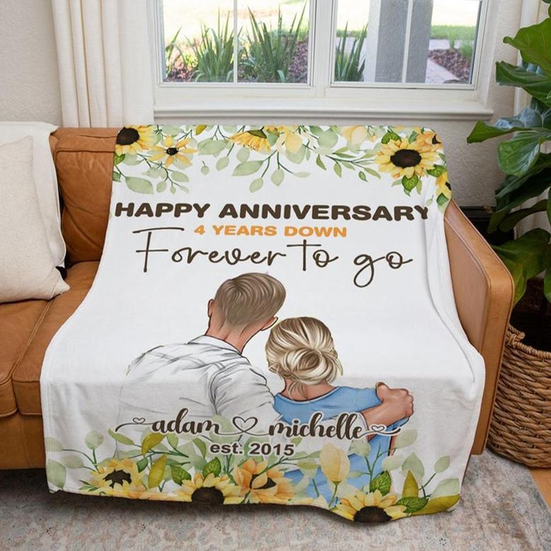 Sunflowers Anniversary Blanket, Personalized Couple Names Blanket, Personalized Wedding Gift, His and Her Custom Blanket, Anniversary Gift