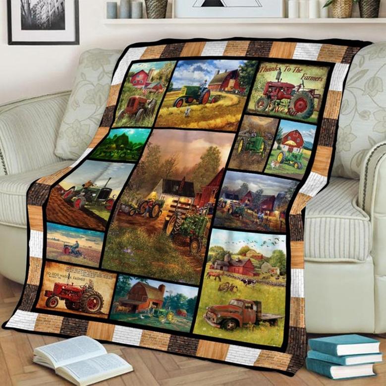 Thank To The Farmer Tractor Blanket, Farmer Blanket, Special Blanket, Anniversary Gift, Birthday Gift, Outdoor Blanket