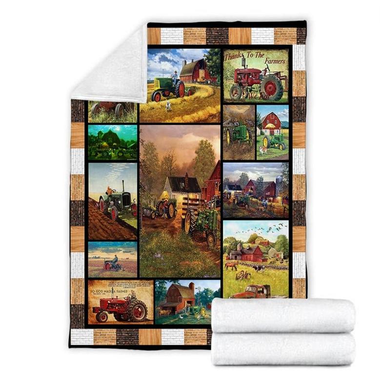 Thank To The Farmer Tractor Blanket, Farmer Blanket, Special Blanket, Anniversary Gift, Birthday Gift, Outdoor Blanket