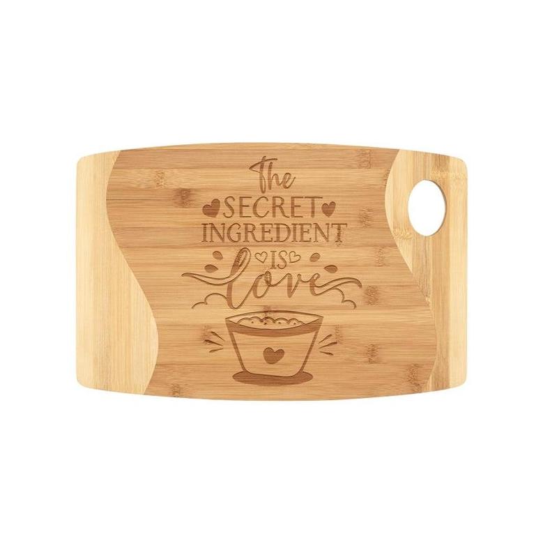 The Secret Ingredient Is Love Bamboo Cutting Board Cute Kitchen Cooking Gift for Women Mom Grandma Wife Daughter Girlfriend Chef Cook Baker