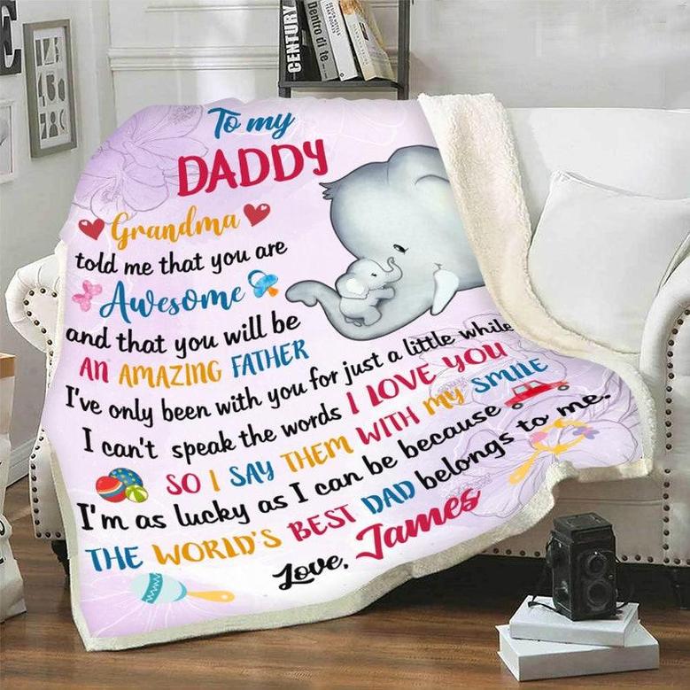 The World's Best Dad Belongs To Me, Customized Blanket For Daddy, Gift Ideas For Dad, Custom Fleece Blanket, Father's Day Gift