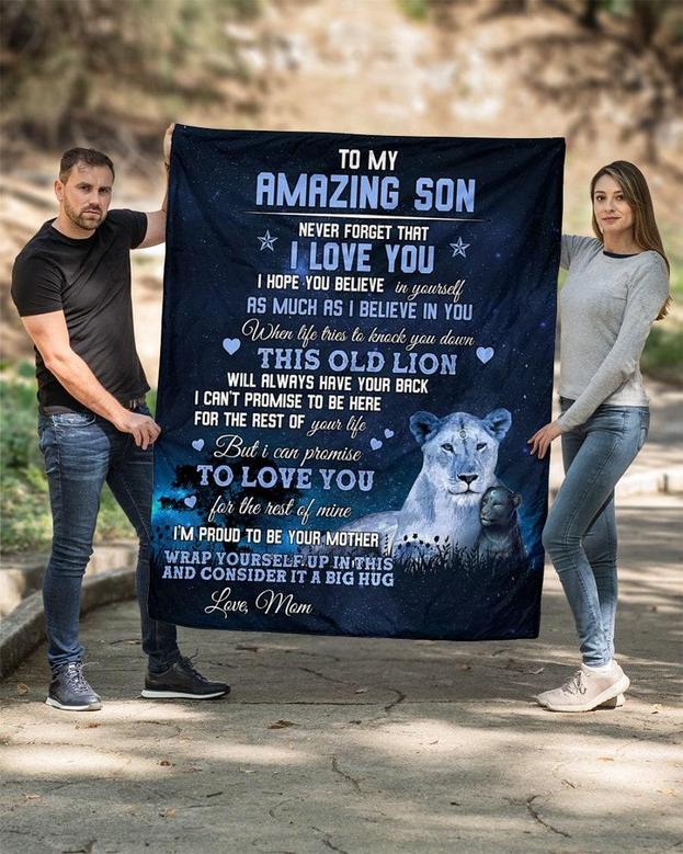 To my amazing son blankets, Lion blanket from Mom, Fleece sherpa blanket, Son's birthday, Custom blanket, gift from dad, Personalized gifts,
