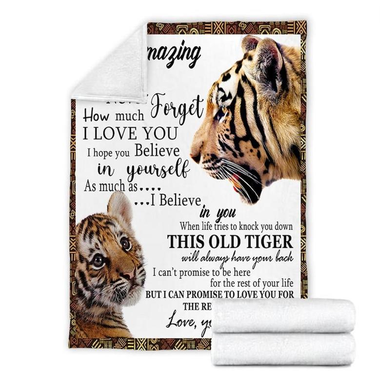 To My Amazing Son Love From Mom Tiger Blanket, Fleece /Sherpa/ Mink Blankets, Christmas Gift For Son, For Birthday Boy