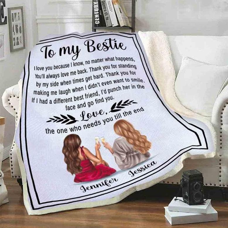 To My Bestie Thank you For Making Me Laugh, Personalized Blanket For Bestie, Bestie Gift, Fleece Blanket For Her, Custom Gift For Bestie