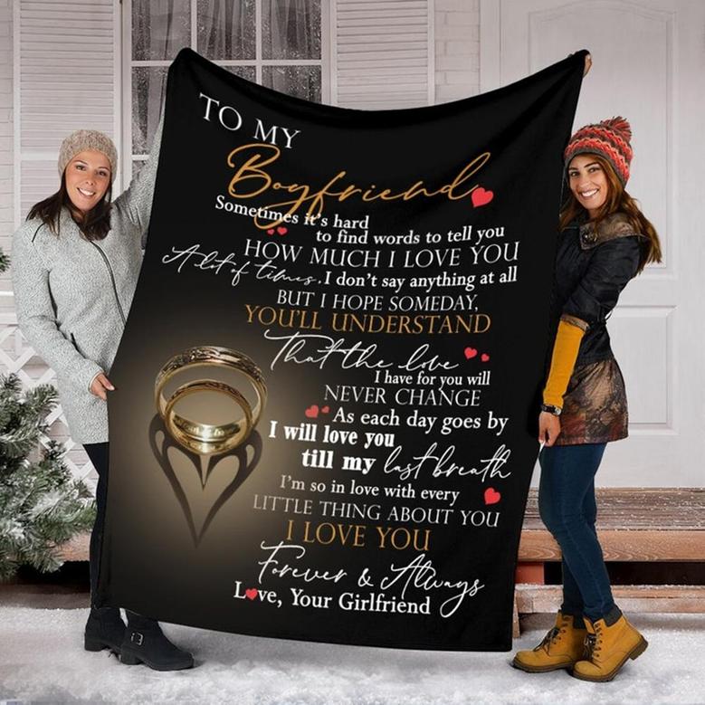 To My Boy Friend Union Love From Girl Friend Blanket, Fleece Sherpa Mink Blankets, Christmas Gift For Him, Anniversary Gift