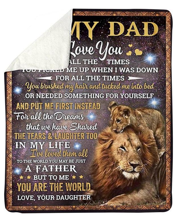 To my dad lion blankets, father and son blanket,Custom Fleece Sherpa Blankets,Christmas blanket Gifts,daddy and daughter, blanket for daddy