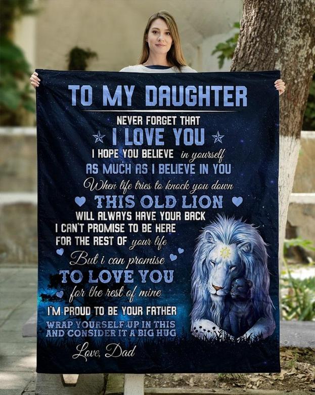 To my daughter blankets, Lion blanket from Dad, Fleece sherpa blanket, Daughter birthday, Custom blanket, gift from mom, Personalized gifts,
