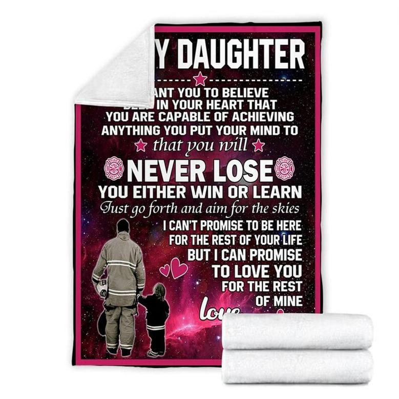 To My Daughter From Fireman Dad Blanket, Gift For Birthday Girl, Anniversary Gift, Daughter Blanket, Gift for Daughter