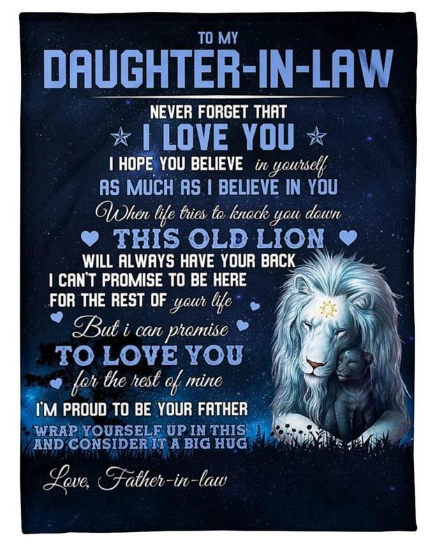 To my daughter-in-law blankets, Lion blanket from Father-in-law, Fleece sherpa blanket, Daughter birthday, Custom blanket, gift from dad