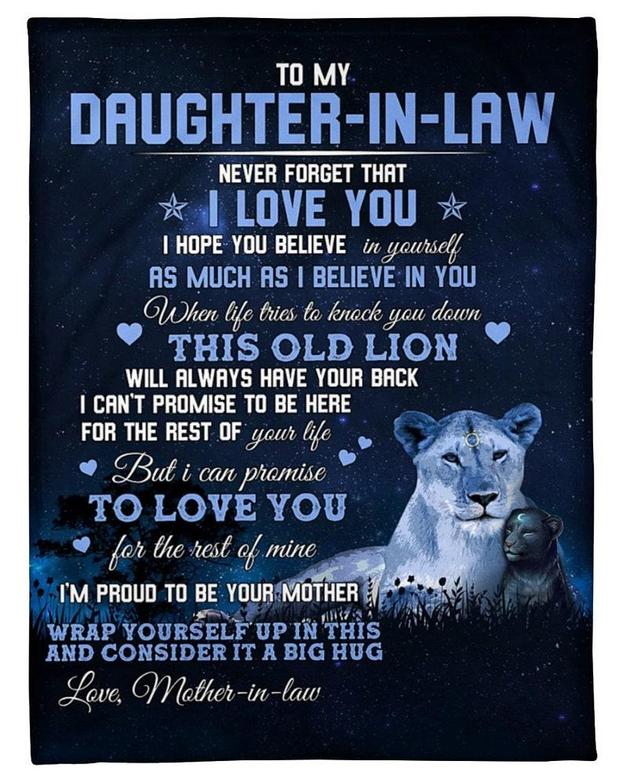 To my daughter-in-law blankets, Lion blanket from Mother-in-law, Fleece sherpa blanket, Daughter birthday, Custom blanket, gift from mom