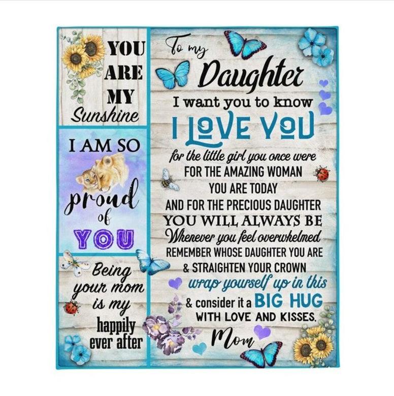 To my daughter sunflower blanket, gift from dad and mom, Fleece Sherpa blankets,christmas blanket, gifts for daughter, daughter's birthday